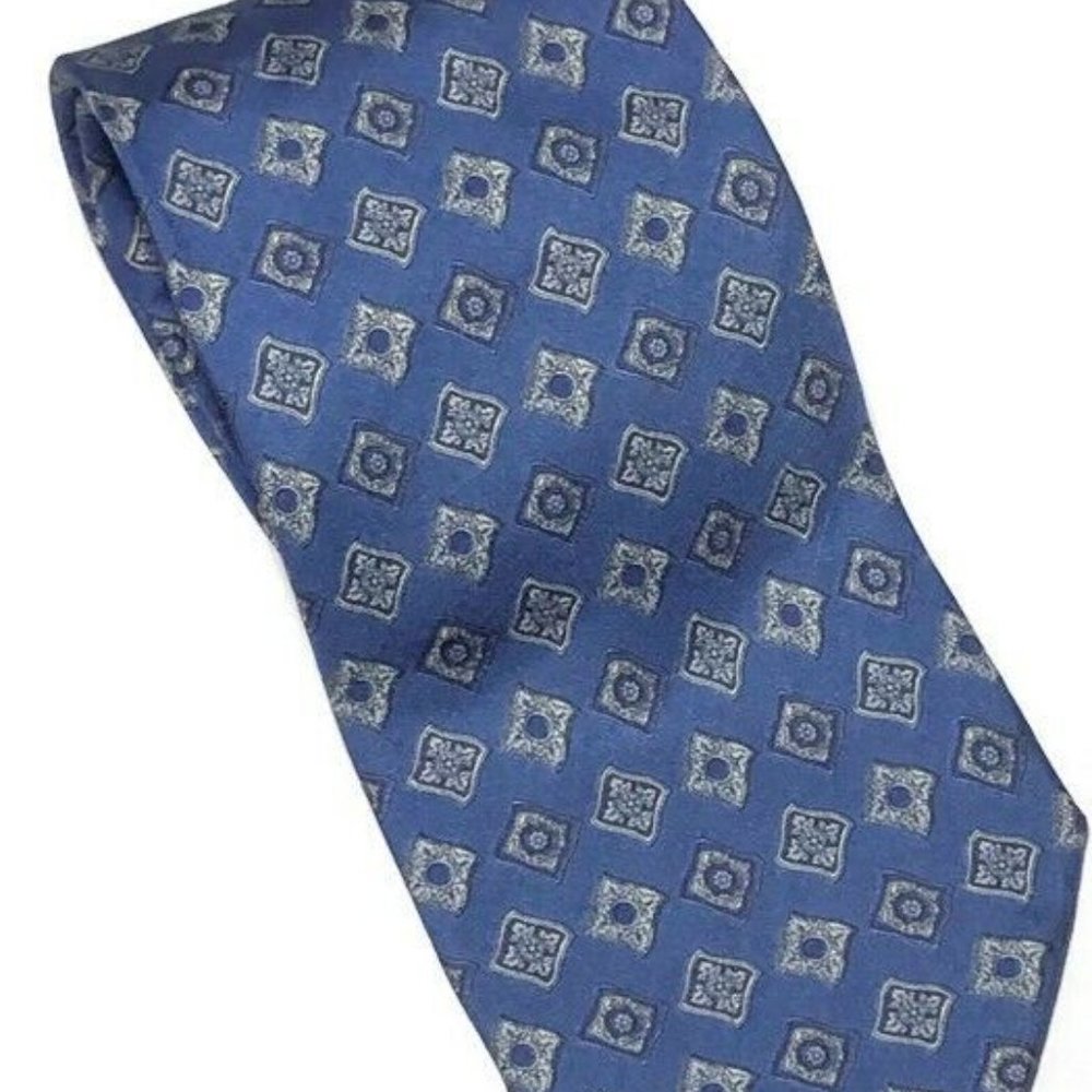 Versace Men’s Blue Geometric Silk Neck Tie 57.75"L